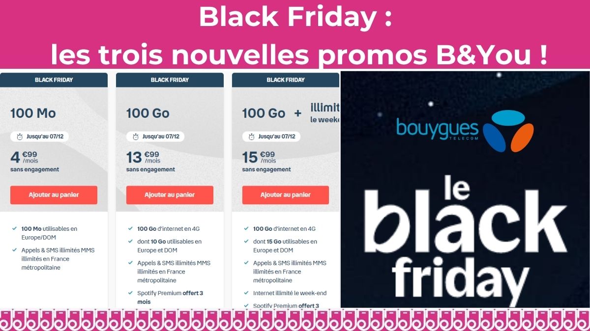 Black Friday : les nouvelles promos B&You dès 4.99€ par mois de Bouygues Telecom