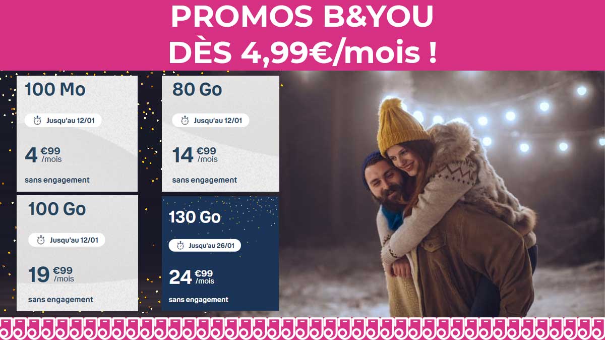 Bouygues Telecom prolonge ses promotions sur les forfaits B&You dès 4,99€/mois !