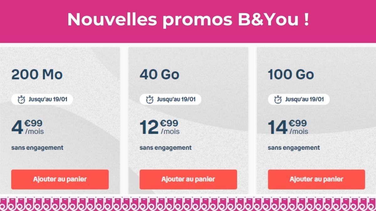 Bouygues Telecom : trois nouvelles promos forfaits B&You à prix cassés