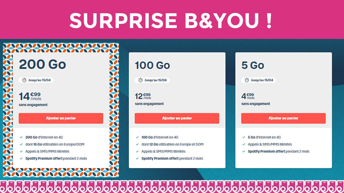 Bouygues relance ses promos Very B&You avec 200Go à 14,99€