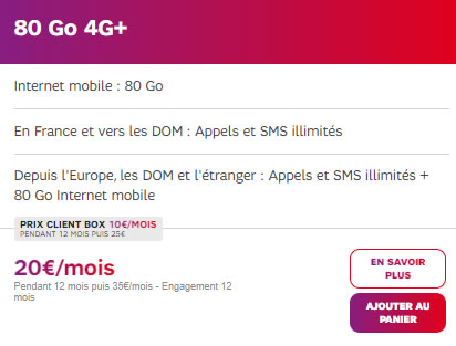 forfait 80Go 4G+ SFR