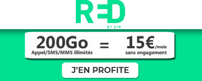 Forfait 200 Go de RED by SFR à 15 euros par mois