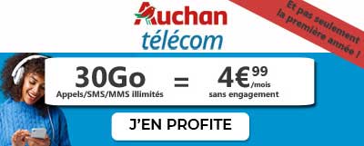 Forfait Auchan 30 Go à moins de 5 euros