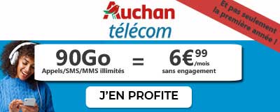 Forfait 90 Go à 6,99 euros de Auchan