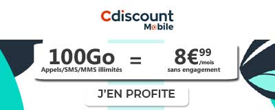 Forfait 100Go Cdiscount Mobile à 8,99 euros