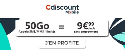 Souscrire à la promo Cdiscount Mobile 50Go à moins de 10 euros