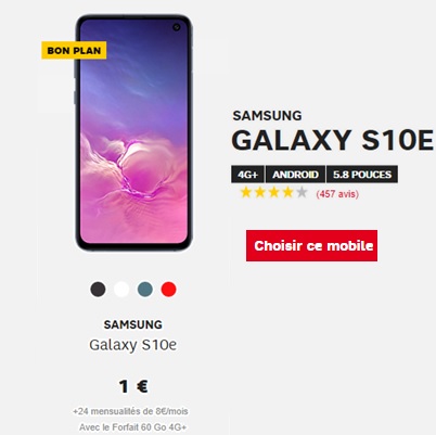 Acheter le Galaxy S10e chez SFR