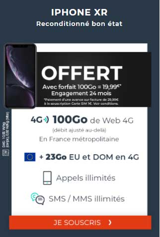 iPhone XR offert avec forfait 100 Go de Cdiscount
