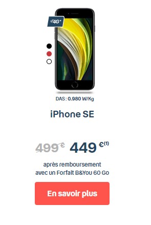 iPhone SE forfait B&You 60 Go