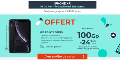 iPhone XR offert avec un forfait Cdiscount 