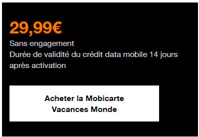 Mobicarte Orange Vacances Monde