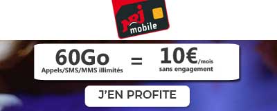 forfait 60 Go à 10 euros par mois NRJ Mobile