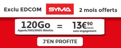 Forfait Syma 120 Go 2 mois offerts EDCOM