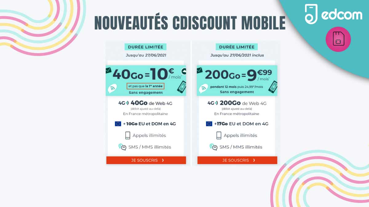 Cdiscount modifie sa promo forfait 40Go et propose le forfait à 10€ ...pas que la 1ère année !