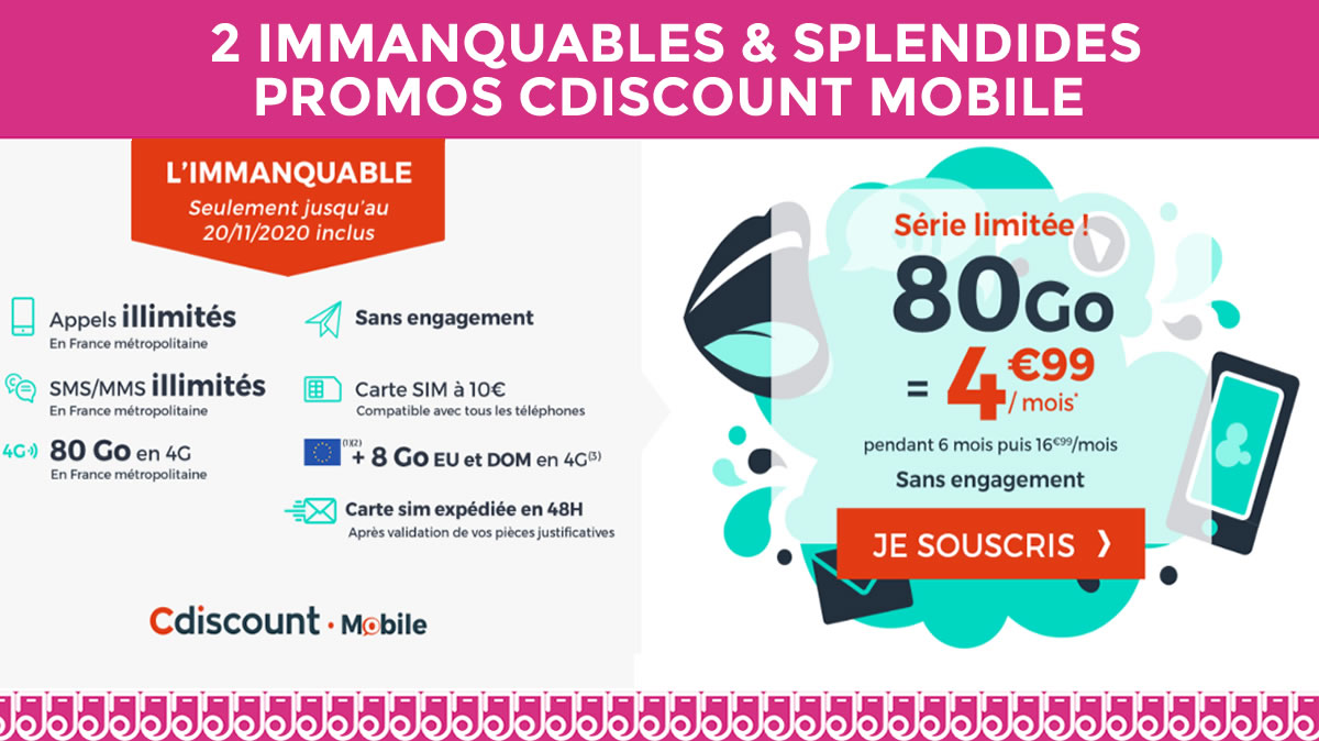 Ce n'est pas un...mais 2 splendides forfaits à moins de 5€ chez Cdiscount  !