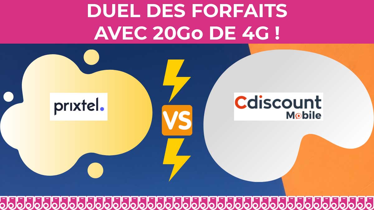 Comparez les forfaits mobiles de Prixtel et Cdiscount Mobile avec 20Go de 4G à moins de 5€ !