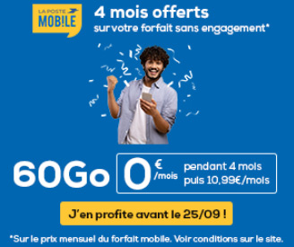 Forfait 60Go La Poste Mobile gratuit