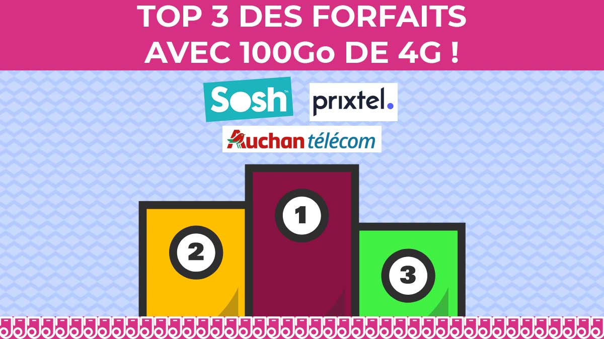 Découvrez 3 forfaits mobiles 100Go dès 9,99€ avec Sosh, Prixtel et  Auchan Télécom