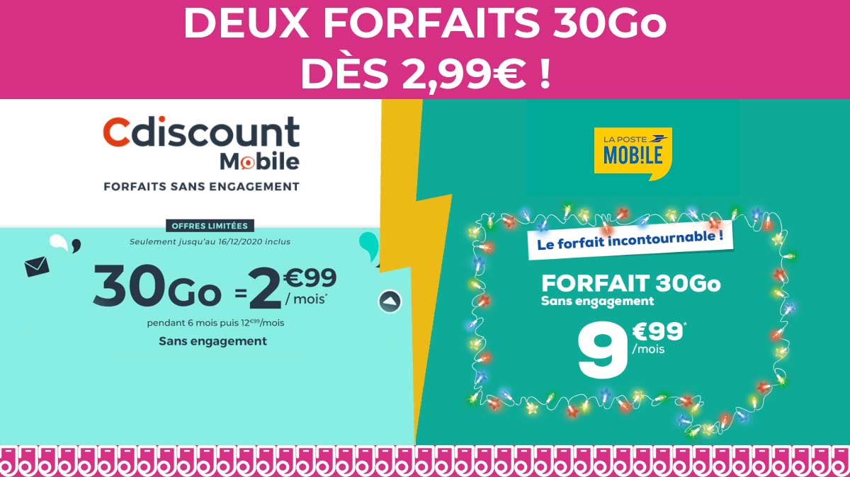 BON PLAN : découvrez deux forfaits mobiles 30Go en promotion dès 2,99€/mois !