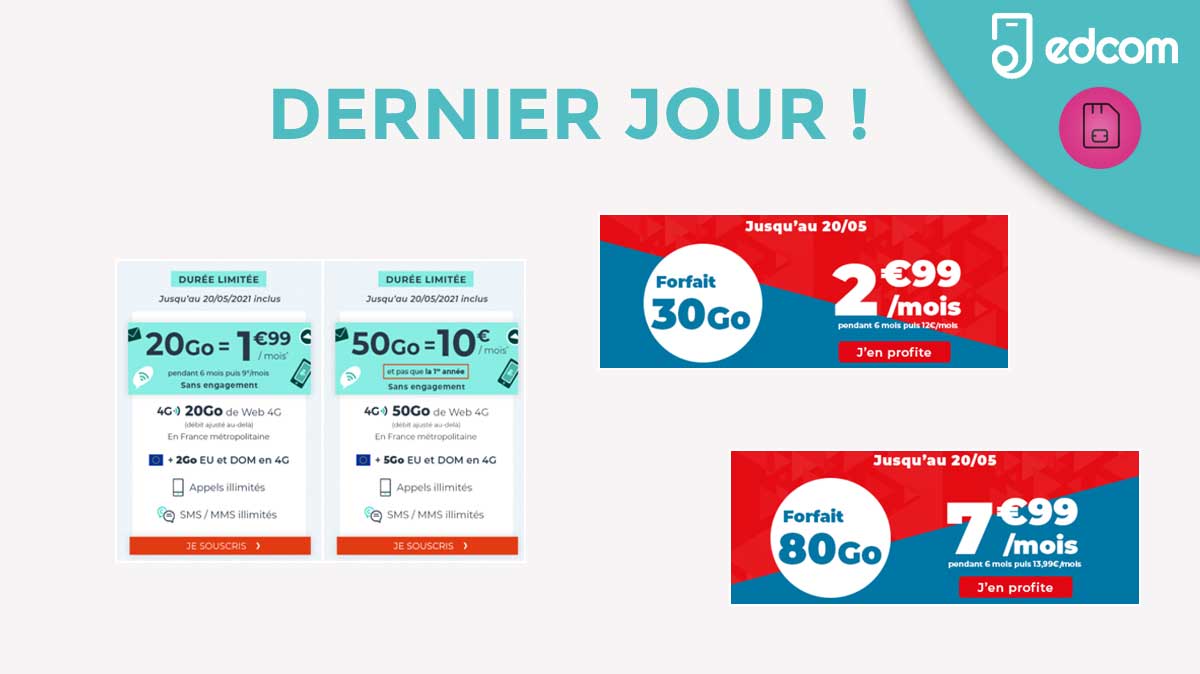 DERNIER JOUR : Ne manquez pas les 4 promos Auchan et Cdiscount Mobile dès 1,99€