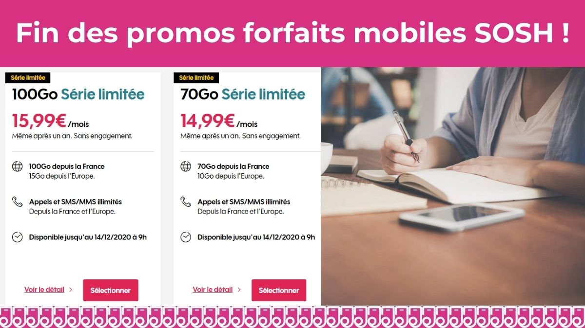 Dernières heures : la promo forfait mobile SOSH 70Go ou 100Go à prix canon