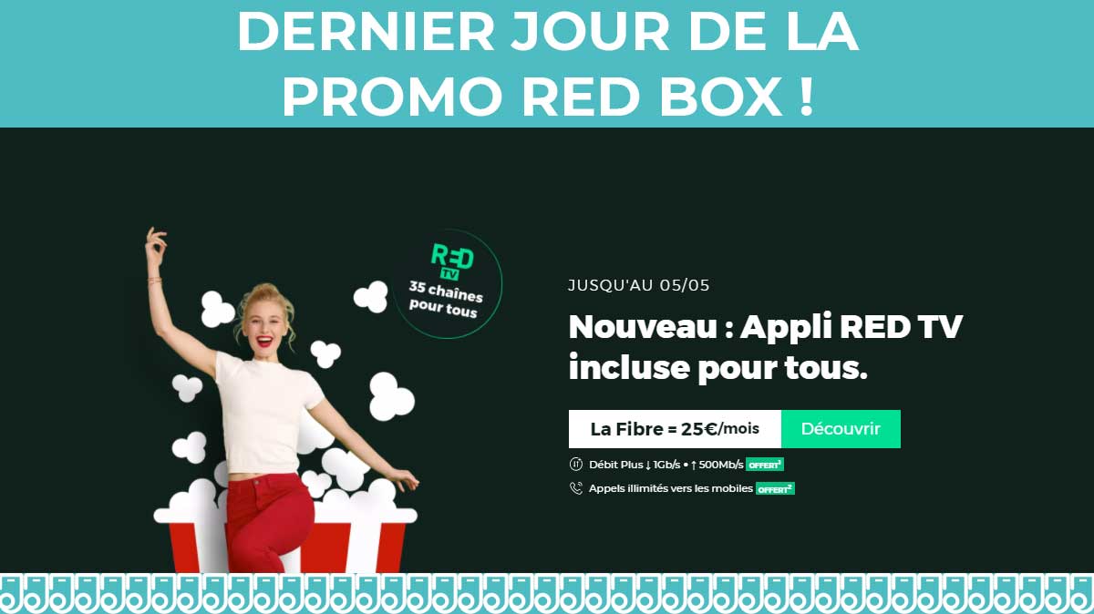 Dernier jour de l'offre internet sans engagement de RED by SFR avec la TV offerte !