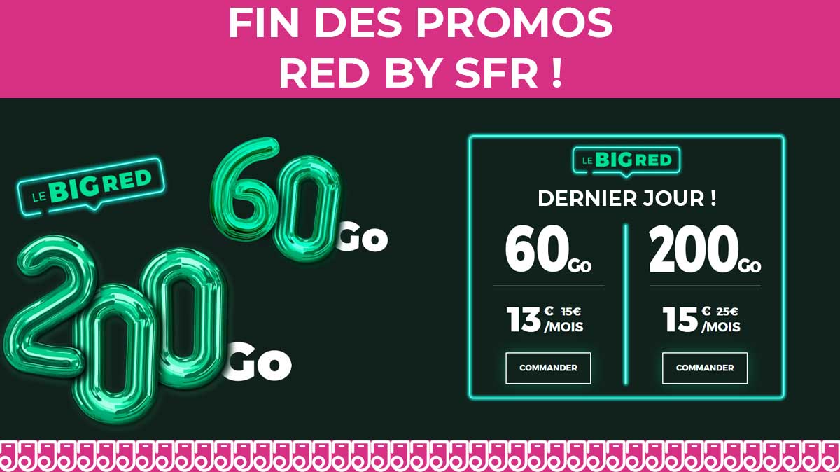 Dernier jour de la super promo forfait mobile de RED by SFR : le BIG RED !