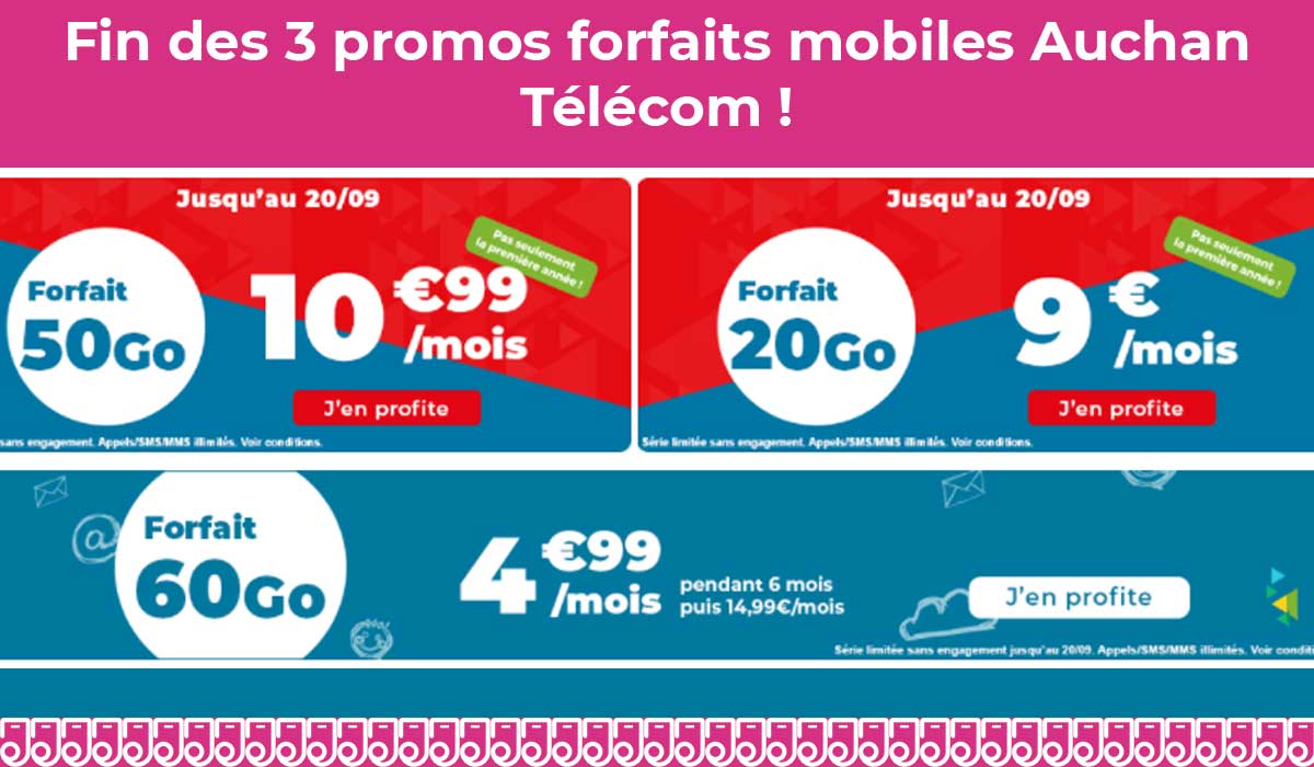 Dernier jour pour profiter de belles promos sur 3 forfaits mobiles Auchan Télécom !