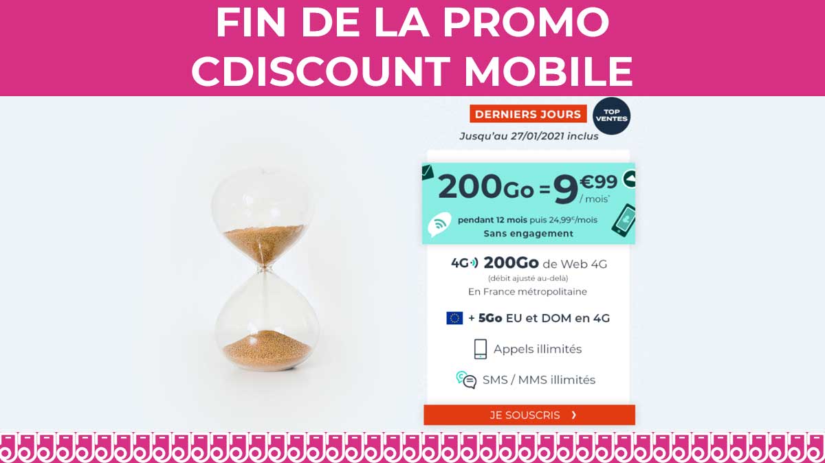 Dernier jour pour profiter du forfait mobile en promo de Cdiscount Mobile à moins de 10€/mois