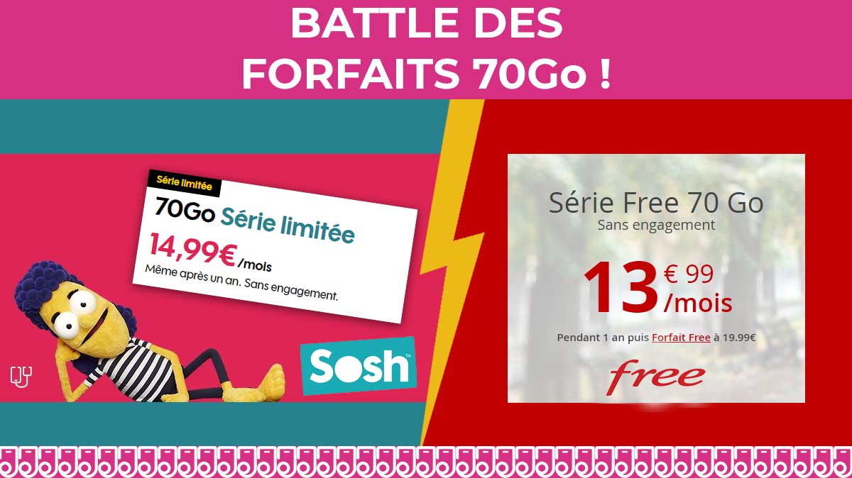 Deux forfaits illimités avec 70Go de 4G chez Free mobile et Sosh !