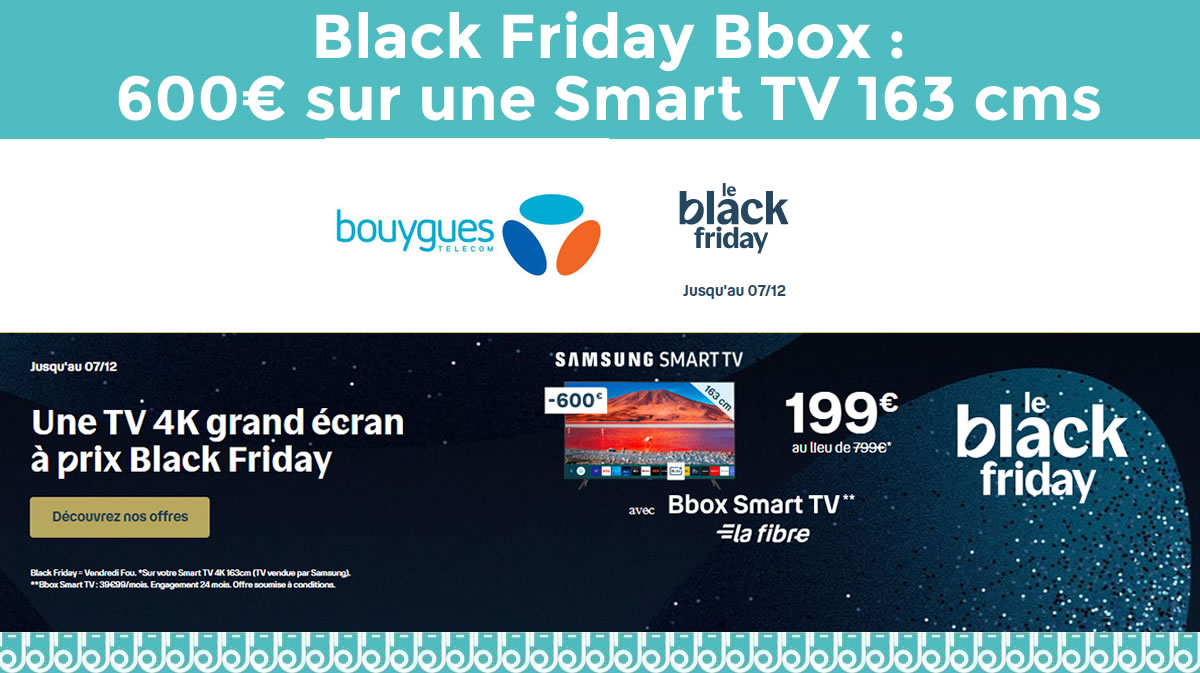 Du jamais vu  ! Une Smart TV Samsung 65' au prix cadeau de 199€ chez Bouygues