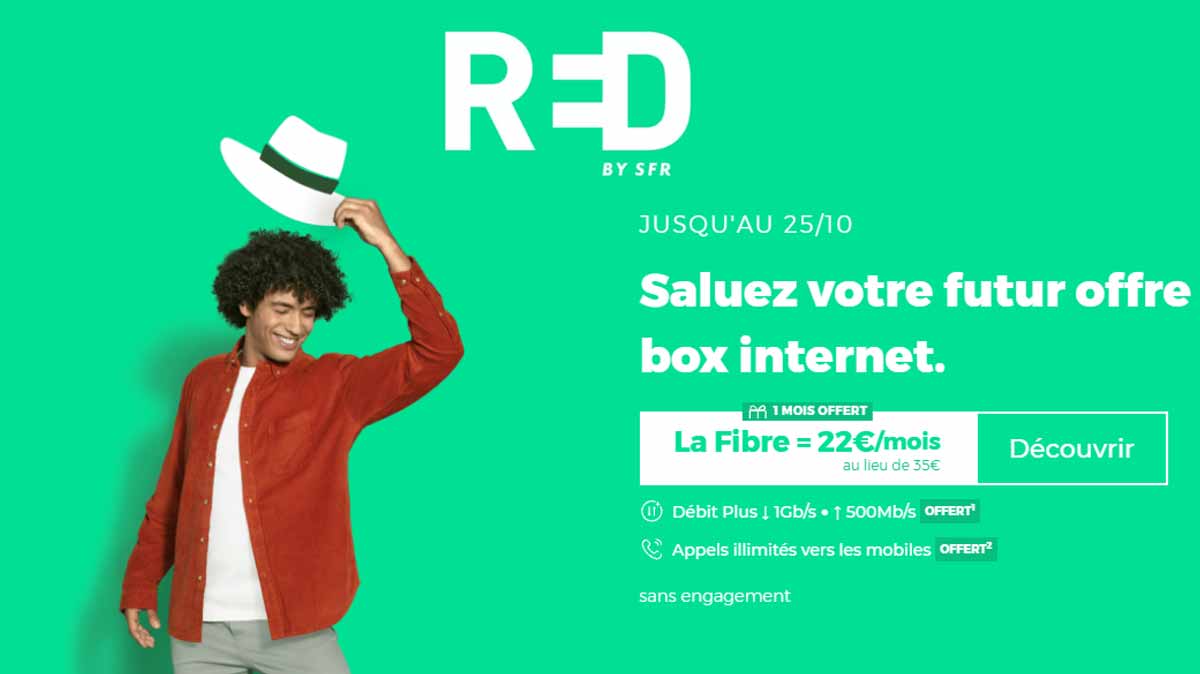 Belle affaire du jour chez RED : Le mois offert continue et jusqu'à 16€ de remise sur la box Très Haut Débit