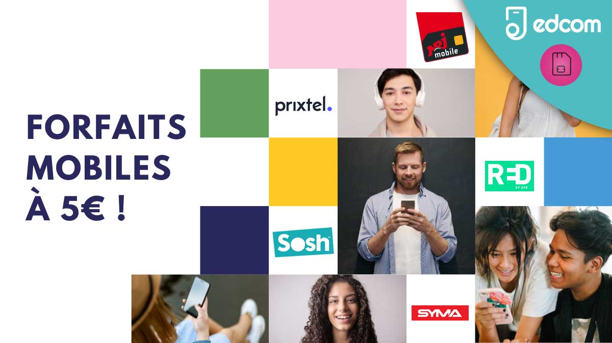 FORFAIT PAS CHER : 5 forfaits mobiles à 5 euros sont à découvrir chez Sosh, RED by SFR, Prixtel, Syma et NRJ Mobile !