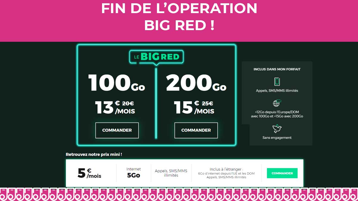 Fin de l'opération BIG RED avec trois forfaits mobiles à prix cassés !