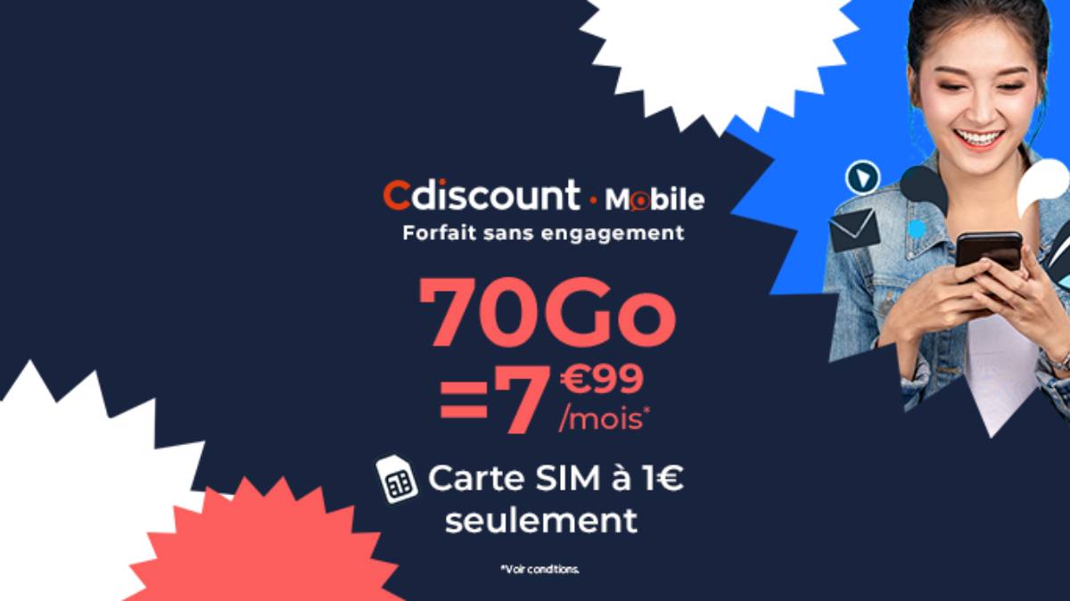 C'est le dernier jour pour profiter de ce super forfait mobile spécial French Days avec 70Go à seulement 7.99€ par mois sans engagement de durée !