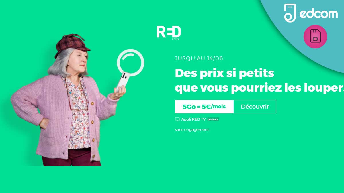 Forfait RED by SFR : Seulement 24h de promo forfait mobile dès 5 euros par mois !