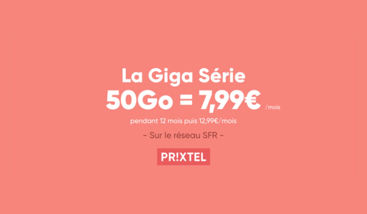 Forfait mobile : Une offre ajustable Prixtel 50Go dès 7.99 euros sur le réseau SFR en Exclu Web