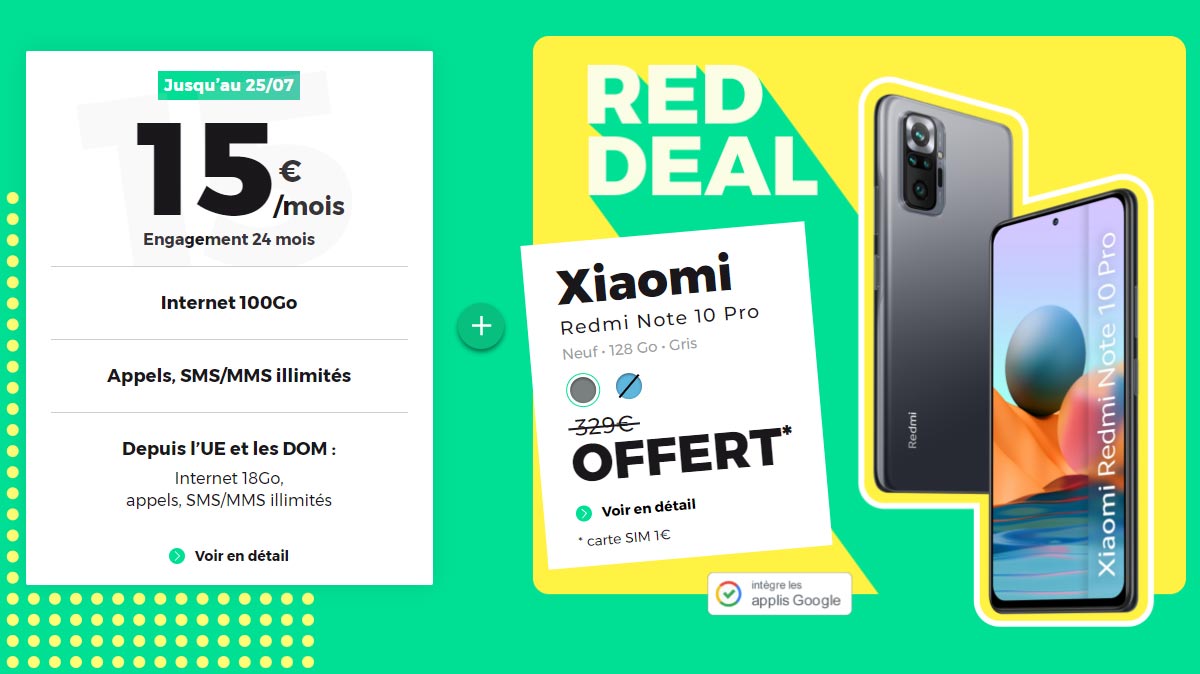 Forfait mobile et smartphone offert : dernier jour pour profiter d'un Xiaomi Redmi Note 10 Pro à 0€ !