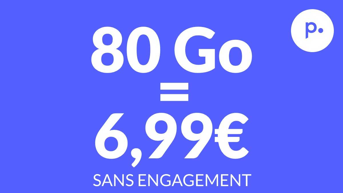Forfait mobile : la superbe offre avec 80 Go à 6,99 € par mois