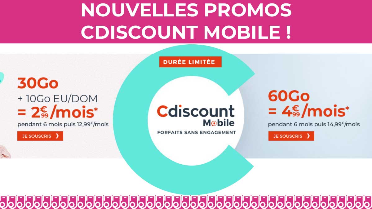 Forfait pas cher : deux nouvelles promos dès 2,99€ pour Cdiscount Mobile !