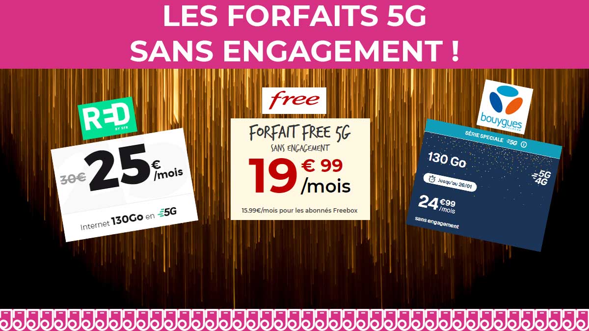 Forfaits 5G sans engagement : quel forfait mobile choisir entre Free Mobile, RED by SFR et B&You ?