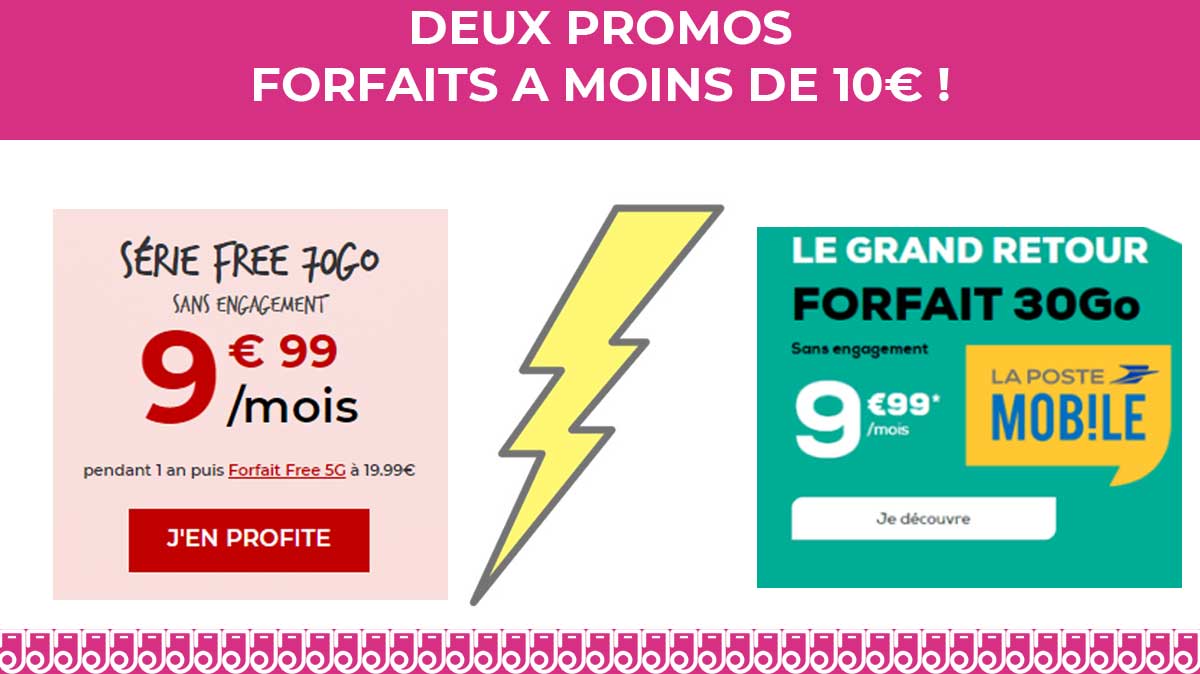 Free Mobile (70Go) ou La Poste Mobile (30Go) : quel forfait illimité en promo à 9.99€ choisir ?