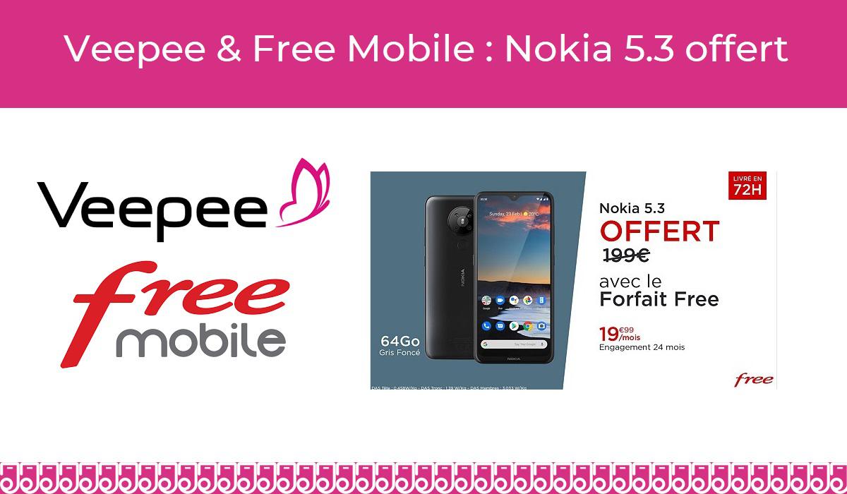 Free et Veepee : Nokia 5.3 à 0€ avec un forfait mobile Free
