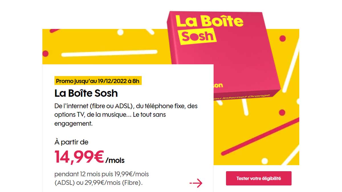 Grosse baisse de prix chez Orange : votre BOX Internet SOSH passe sous la barre des 15€ par mois !