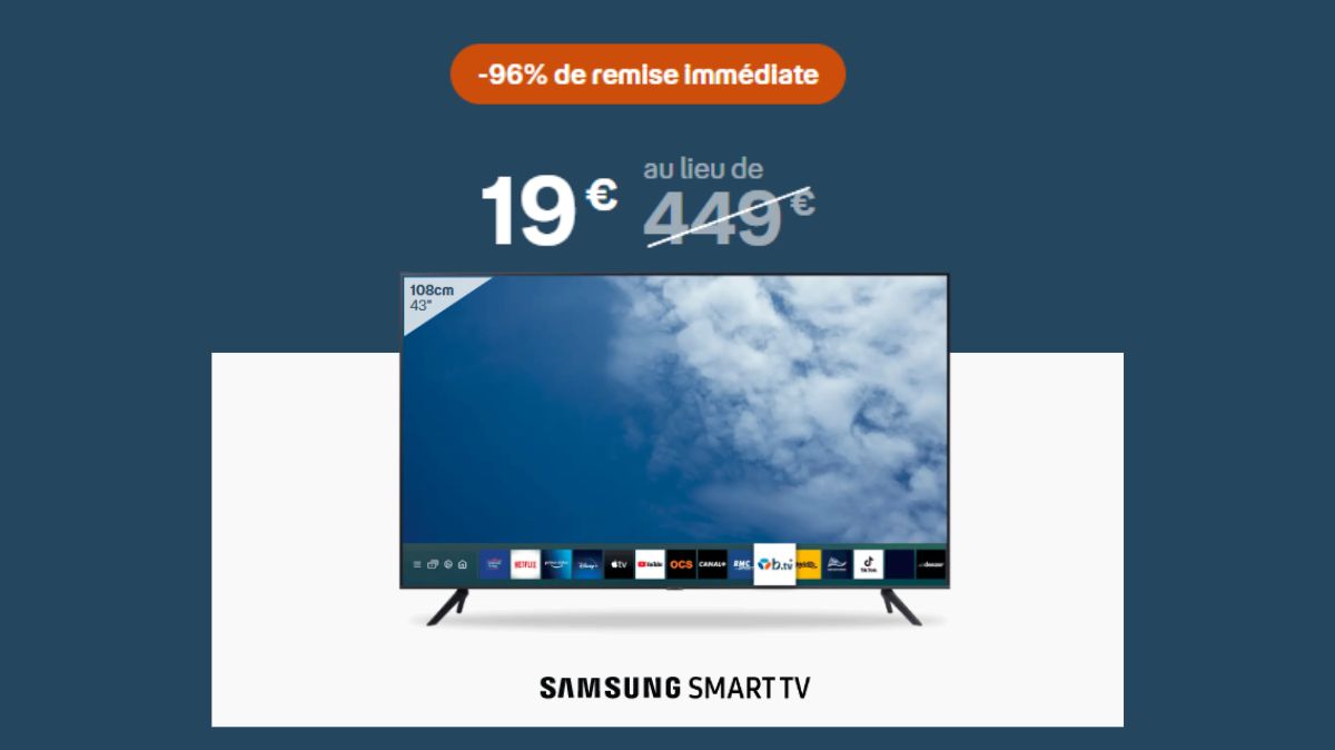 Incroyable vente flash : votre Smart TV Samsung 43" est à seulement 19 € avec une Bbox Fibre !