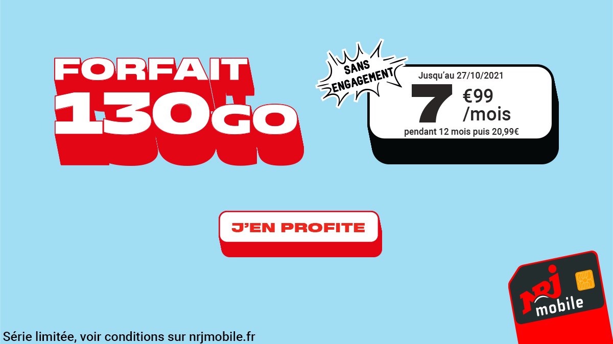 Jamais vu ! NRJ Mobile lance un forfait 130 Go à 7,99 € !