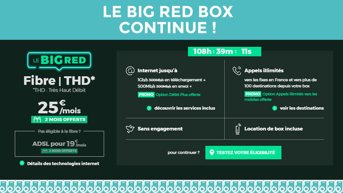 Le BIG RED continue sur les BOX Internet avec 2 mois gratuits