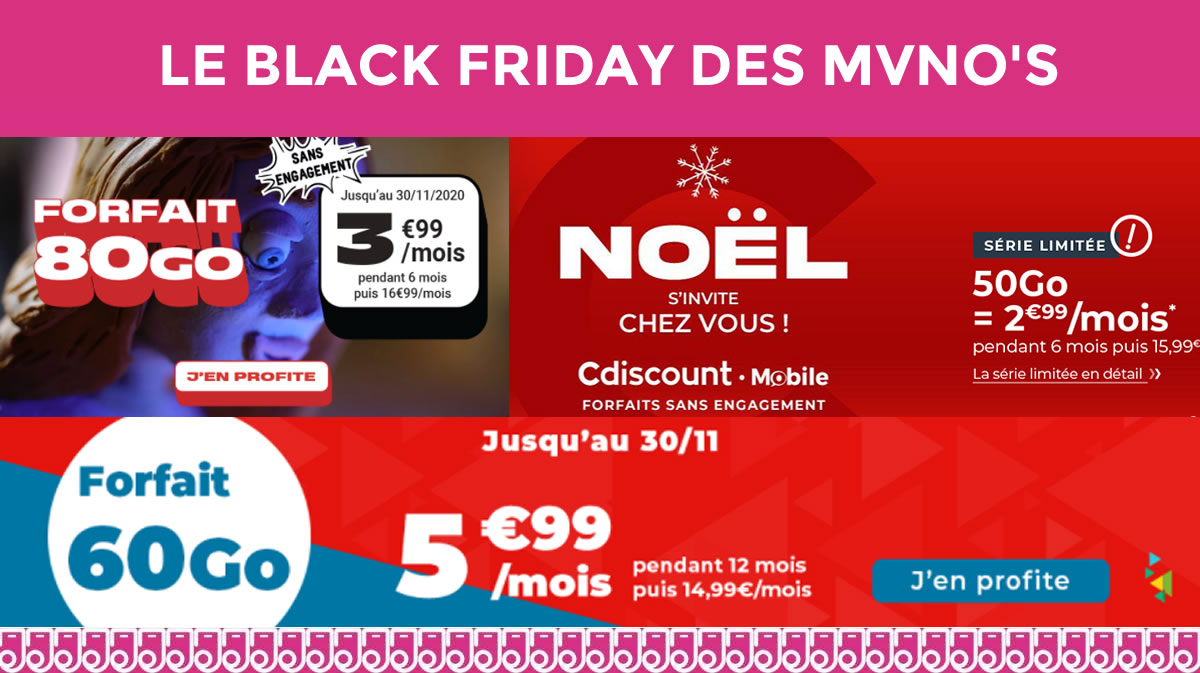 Le Black Friday s'invite aussi chez nos MVNO' avec 3 promos exceptionnelles !