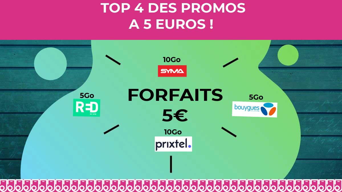 Le Top 4 des forfaits mobiles à 5€ par mois