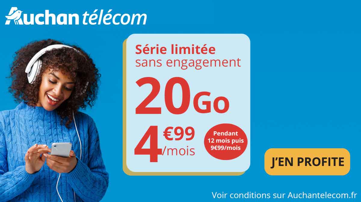 Le forfait mobile 20 Go en série limitée à 4.99€ d’Auchan Telecom s’arrête bientôt !